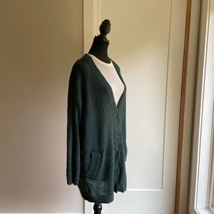 Grandpa Sweater Long Cardigan Green lightweight Selected Femme